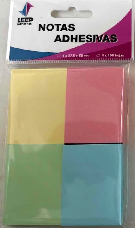 Notas adhesivas 37,5 × 50 mm en blister