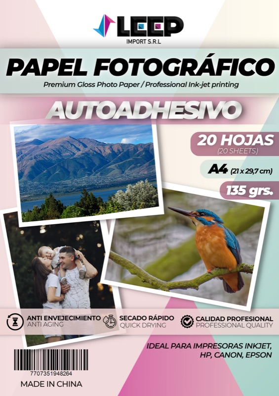 Papel fotográfico autoadhesivo A4